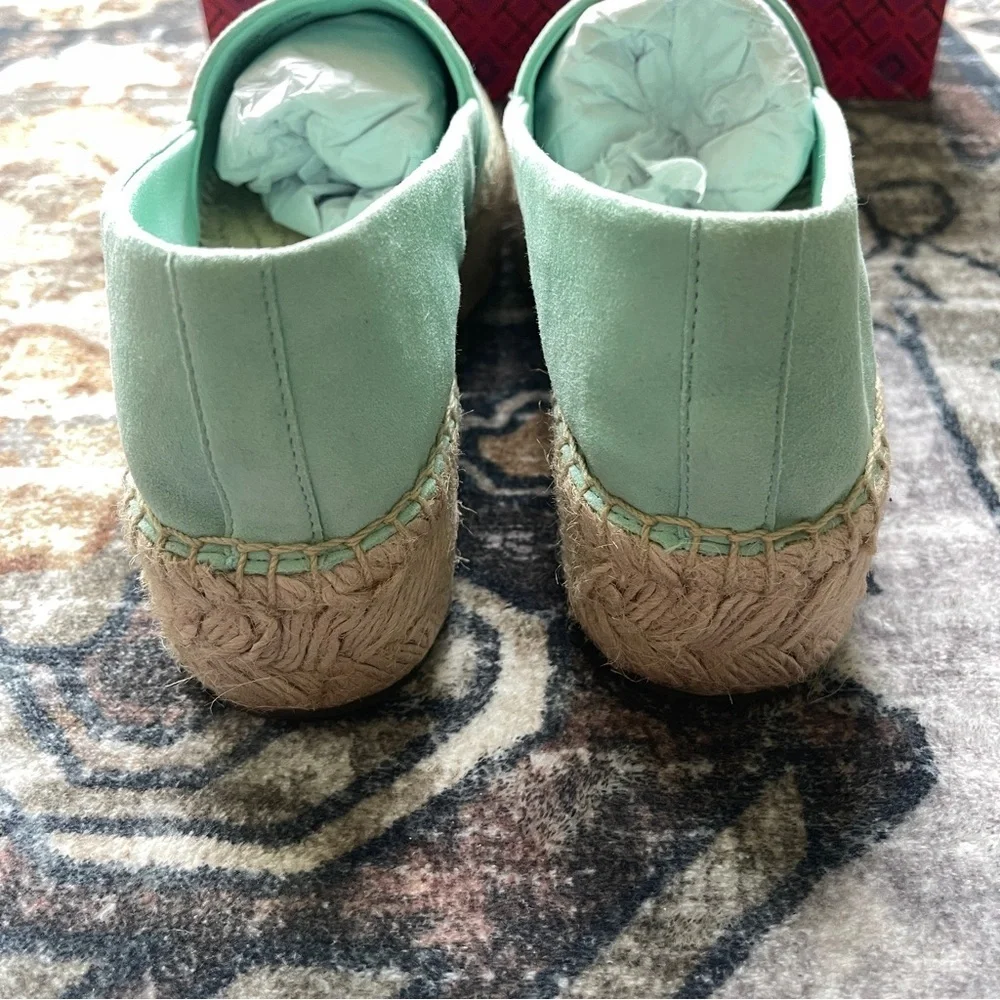 Tory Burch‎ Everly Platform Soft Aqua Royal Suede Espadrilles
